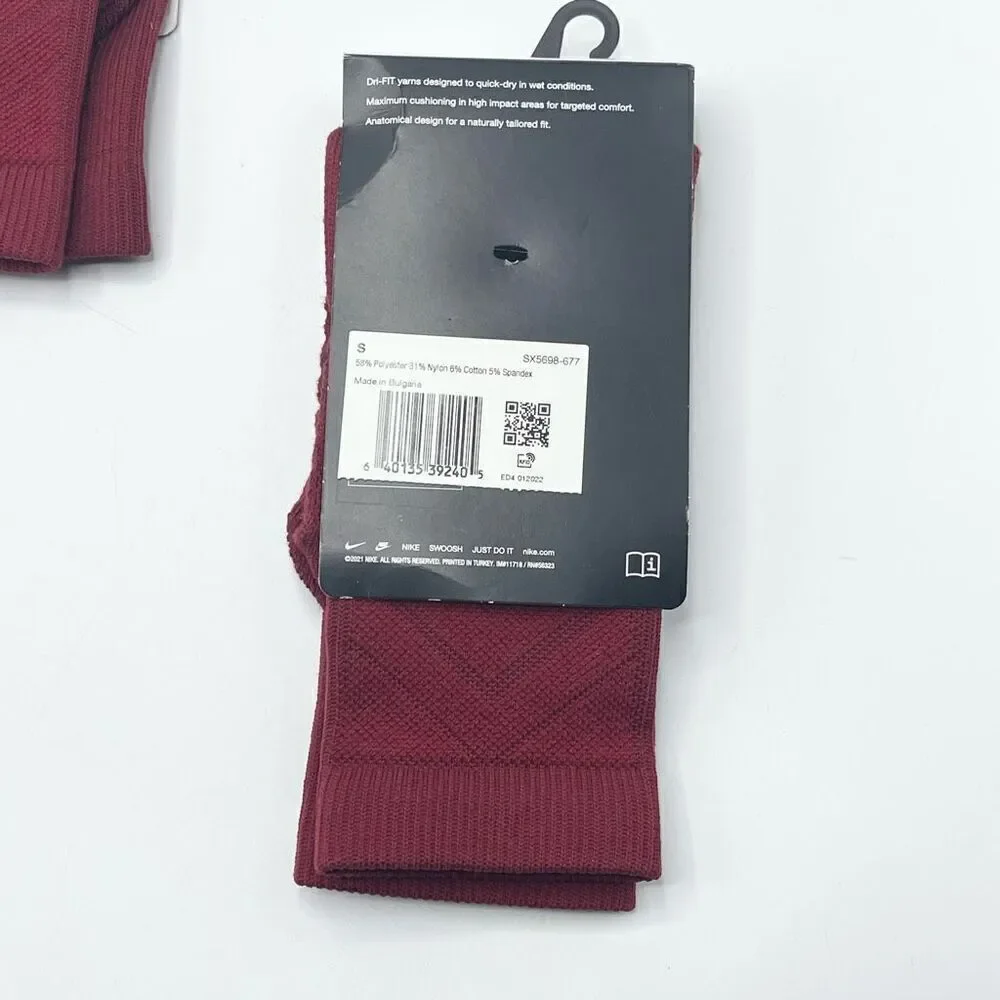 Nike Vapor lot of Four Pair Dark Red Football Crew Socks - Size 3Y-5Y / Women 4-